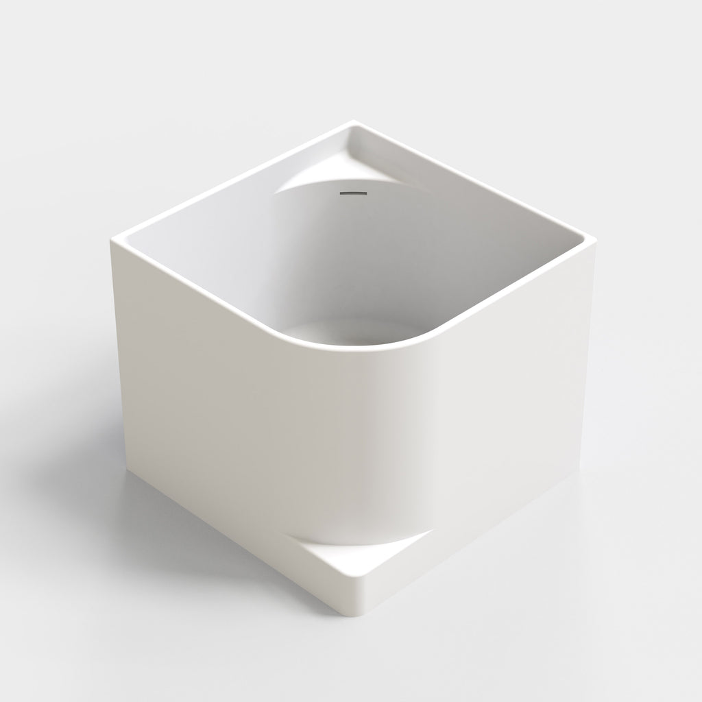 Rovigo 95 Freestanding Designer Quarter Solid Surfaces Corner Bathtub Rovigo系列95cm矩型人造石設計師獨立角落式蝸居浴缸採用特別溢水設計