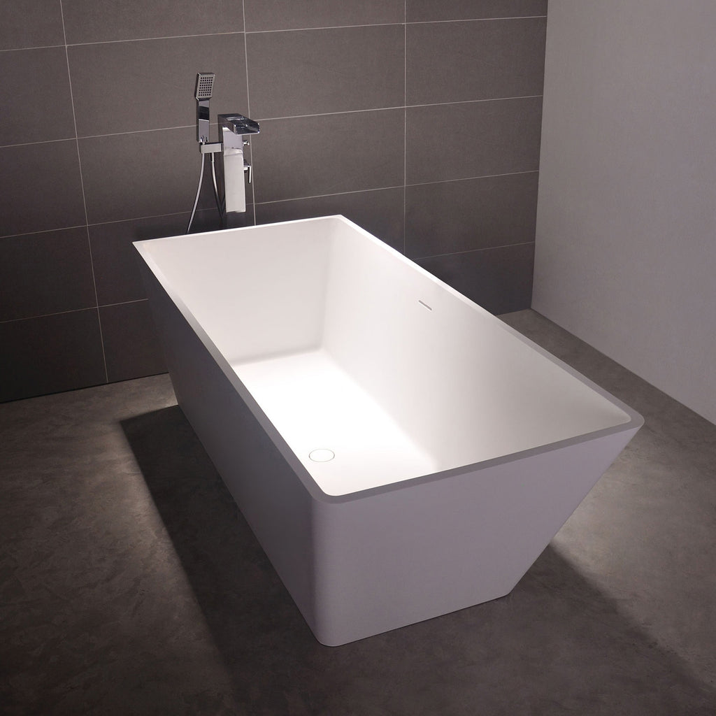Salina 170 Freestanding Solid Surfaces Rounded Rectangle Bathtub Salina系列1米7圓角長方型人造石設計師獨立式採用特別溢水設計