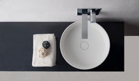 Super Thin Edge 40CL Round Solid Surfaces Overcounter Washbasin Super Thin Edge系列超薄邊40厘米圓型膚感人造石台上洗手盆