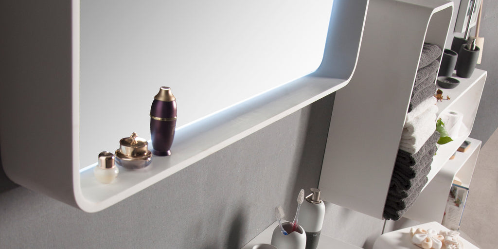 INFINITE | CIRQUE Mirror Shelf 120 | INFINITE Solid Surfaces